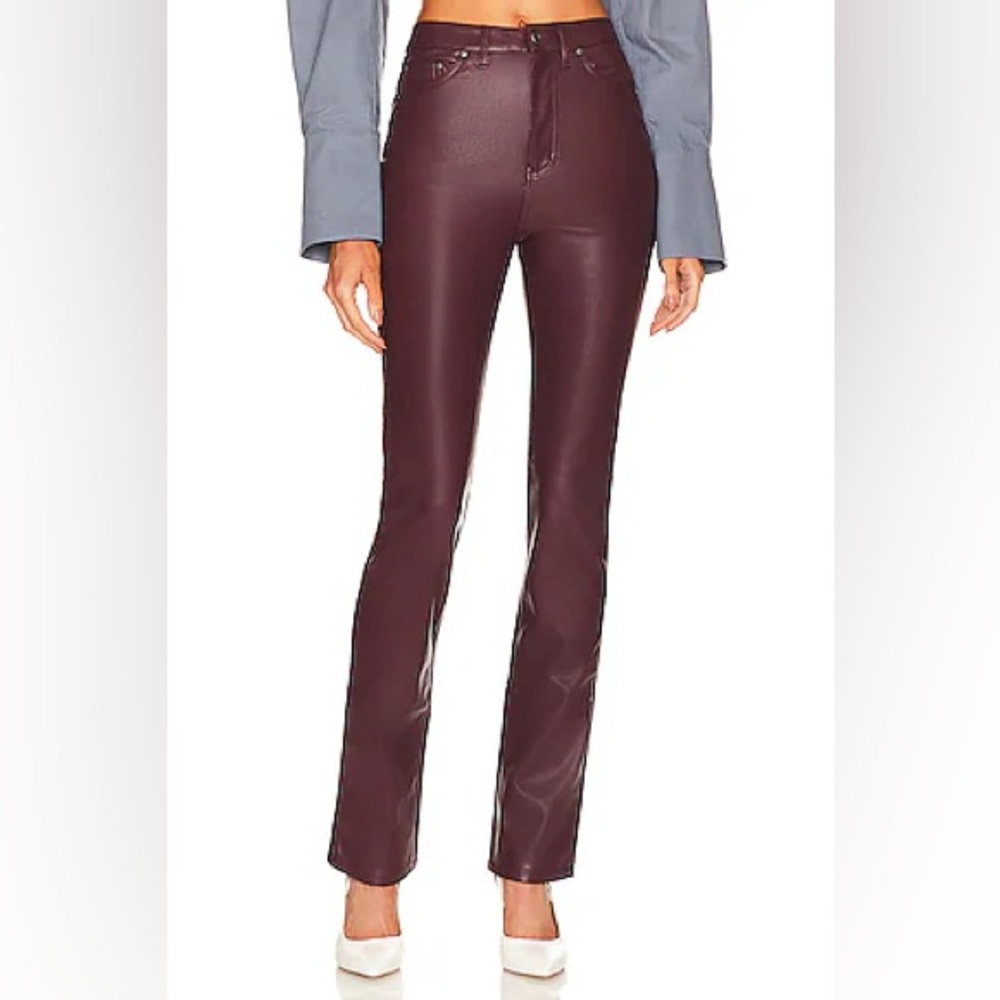 AFRM Heston Faux Leather Pant, color Port Royale (Burgundy/Wine), size 28